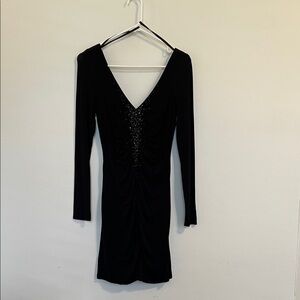Laundry By Shelli Segal Black Embellished Long Sleeve Dress
